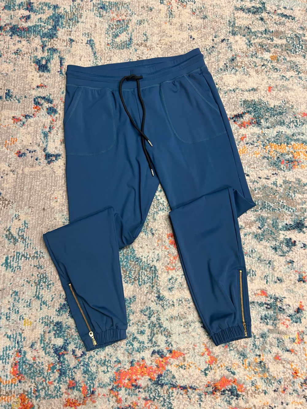ZYIA Deep Teal Active Jogger Pants with Zipper Accents